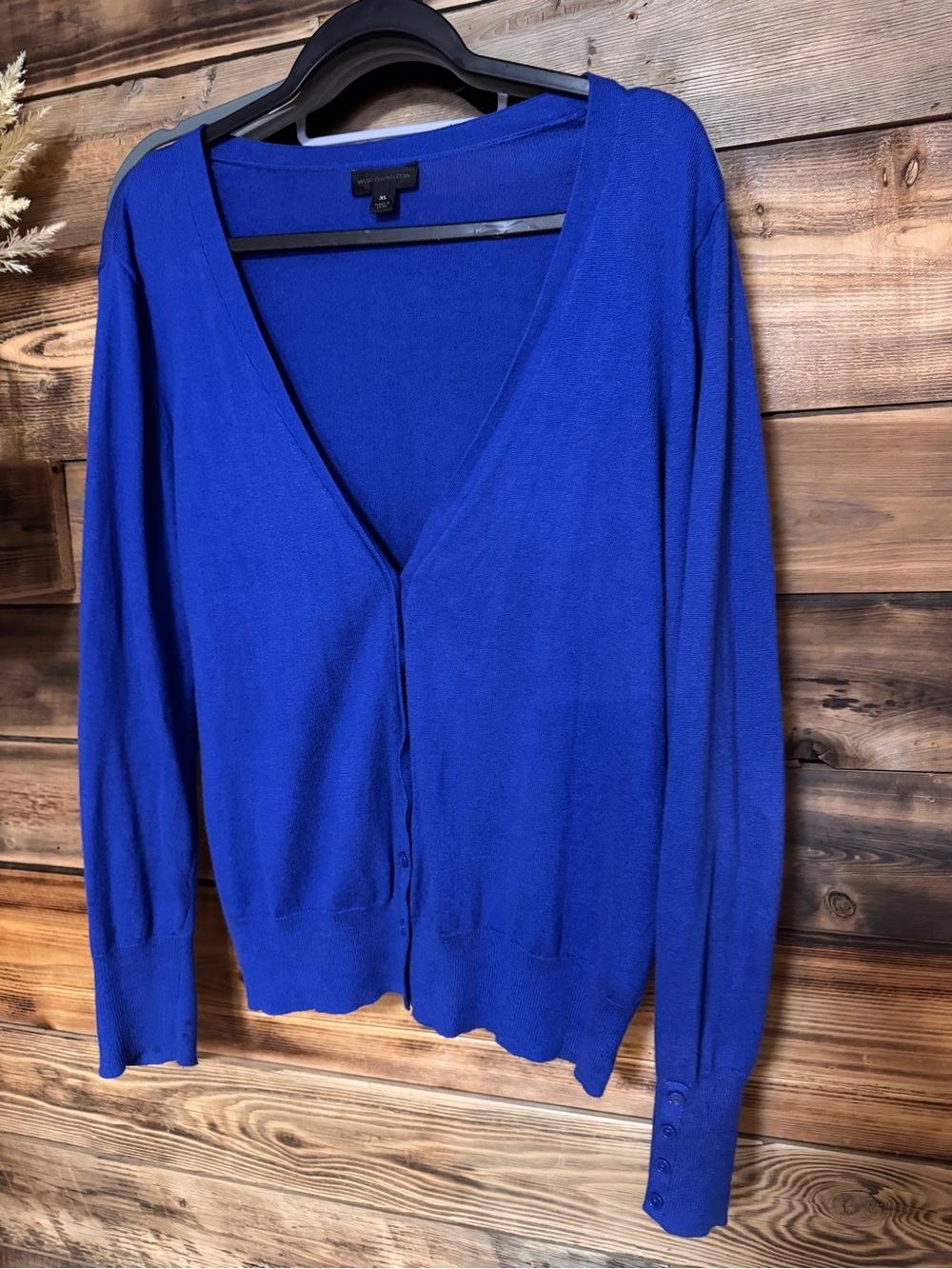 Vintage Worthington XL Cobalt Blue Button-Front Cardigan Lightweight Sweater